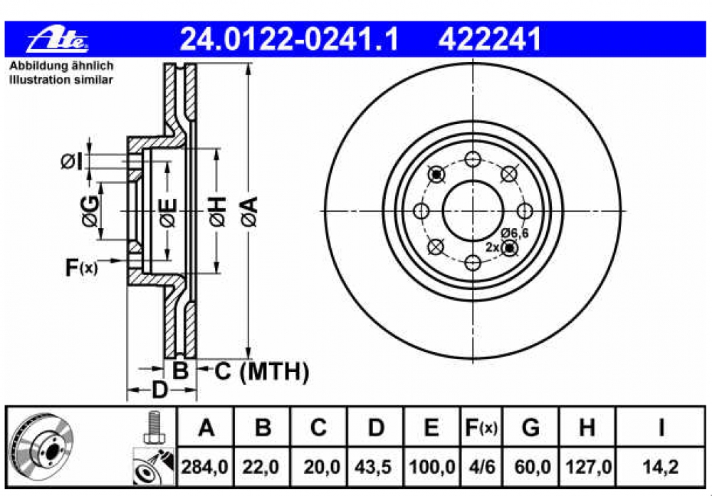 Set discuri frana fata 284mm ATE Corsa D Pagina 2/opel-mokka/opel-antara/opel-zafira-b - Dispozitive de franare Opel Corsa D